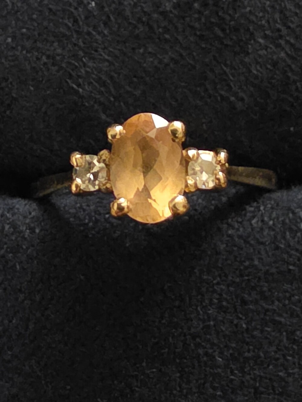 14k Citrine, Diamond Yellow Gold Ring (Vintage)